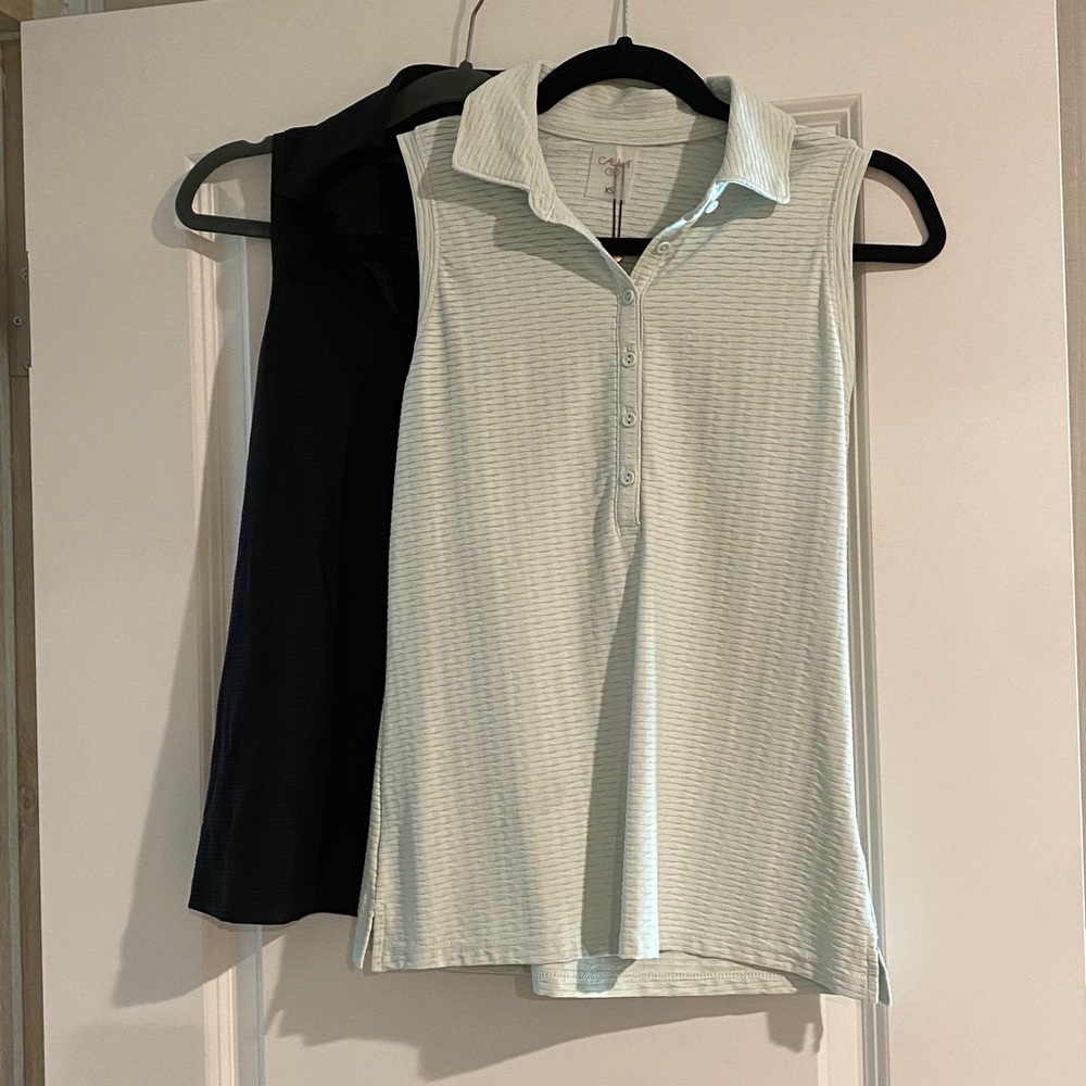 CALIA by Carrie Underwood Striped Tank Tops - Black and Light Green